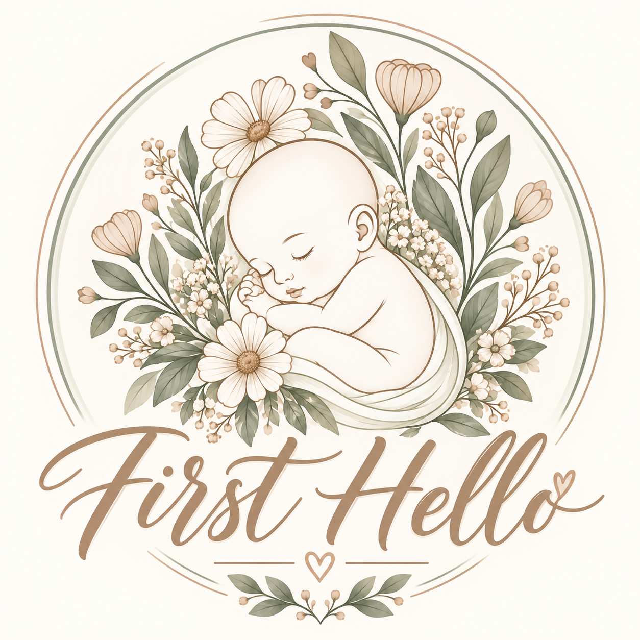 First Hello floral emblem